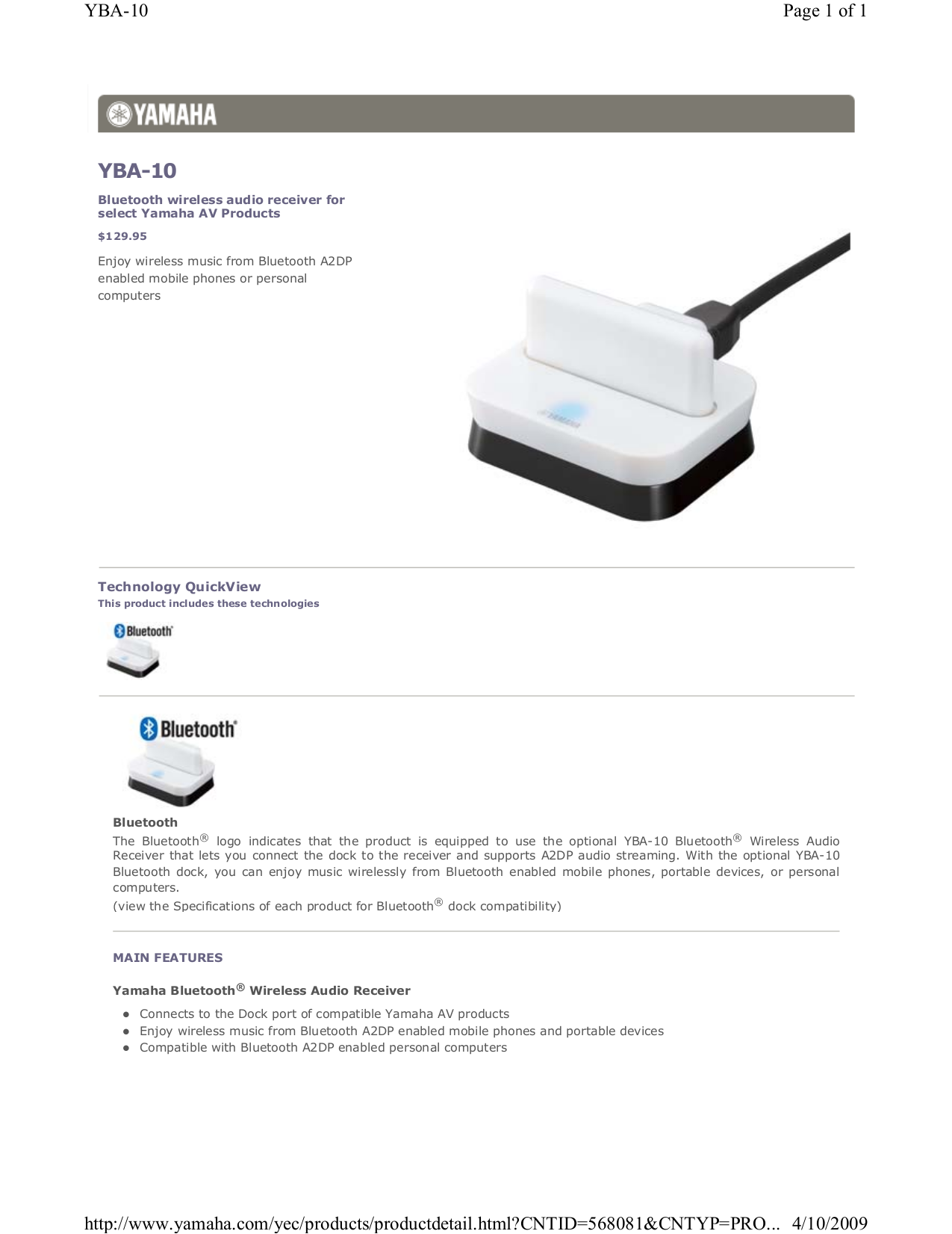 PDF manual for Yamaha Receiver YBA10