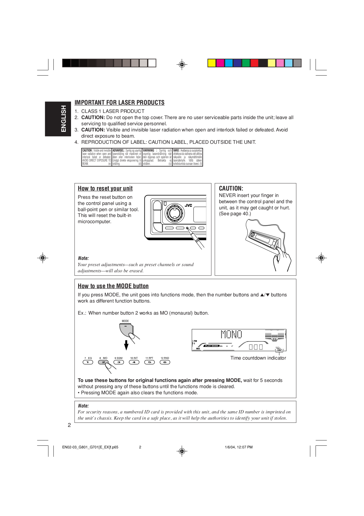 ... JVC CD Player CH-X1500RF pdf page preview ...