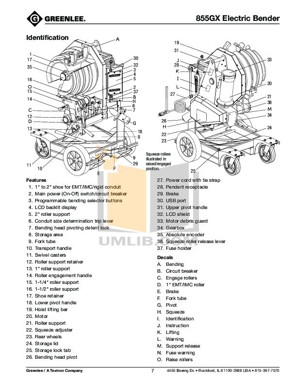 PDF manual for Greenlee Other 855 Benders