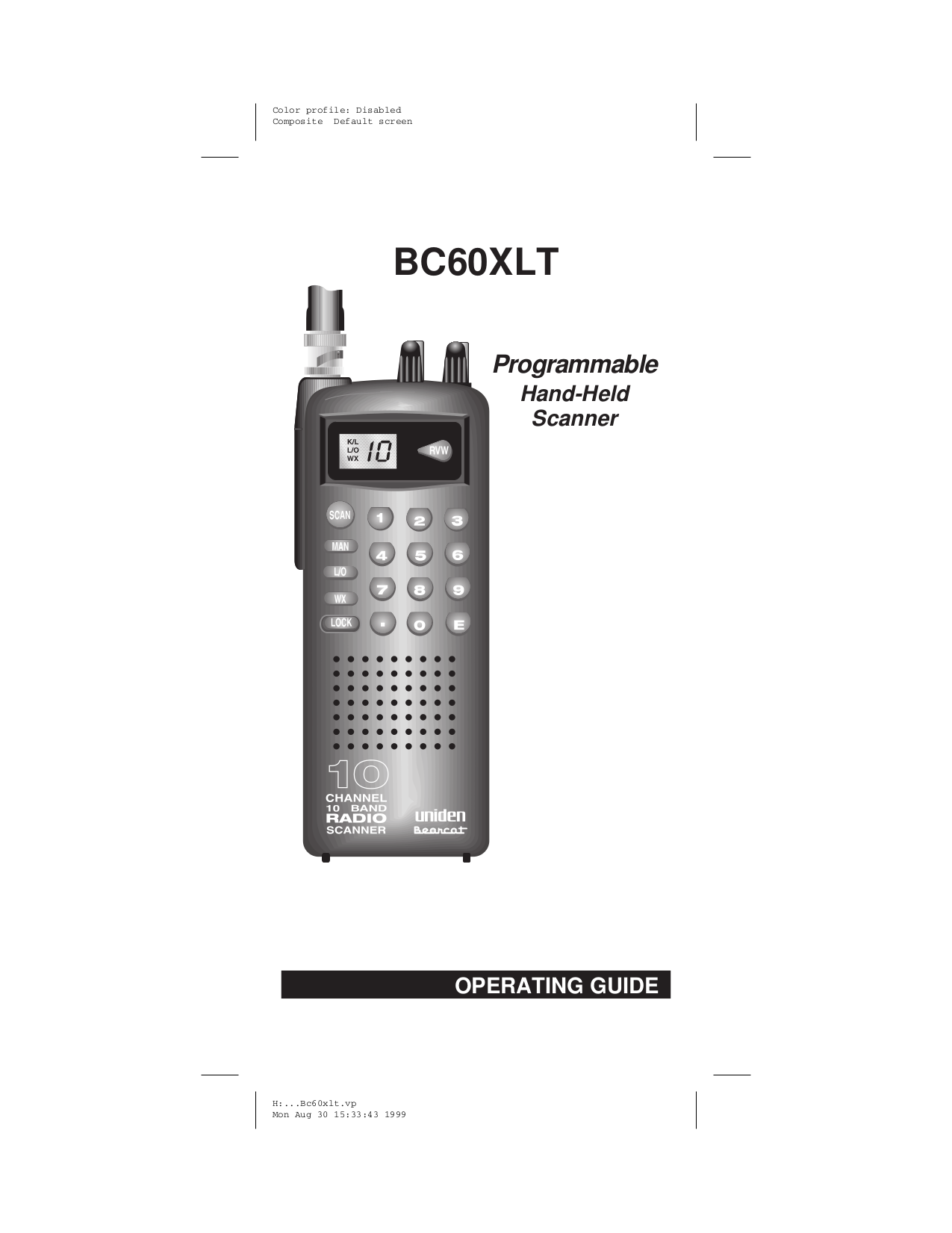 Download free pdf for Uniden BC60XLT Scanner manual