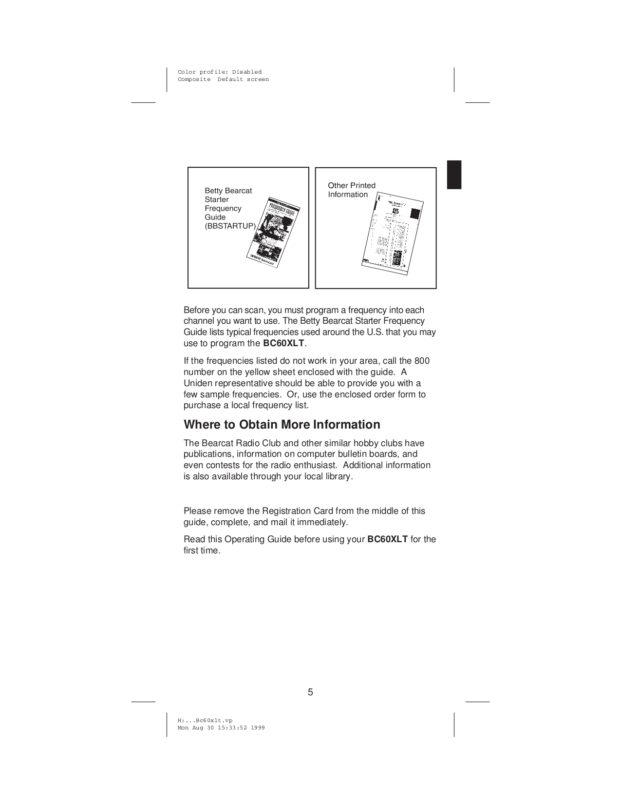... Uniden Scanner BC60XLT pdf page preview