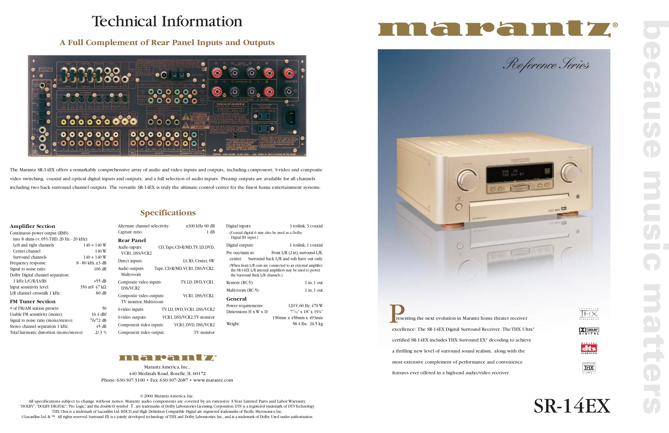 pdf for Marantz Receiver SR-14EX manual