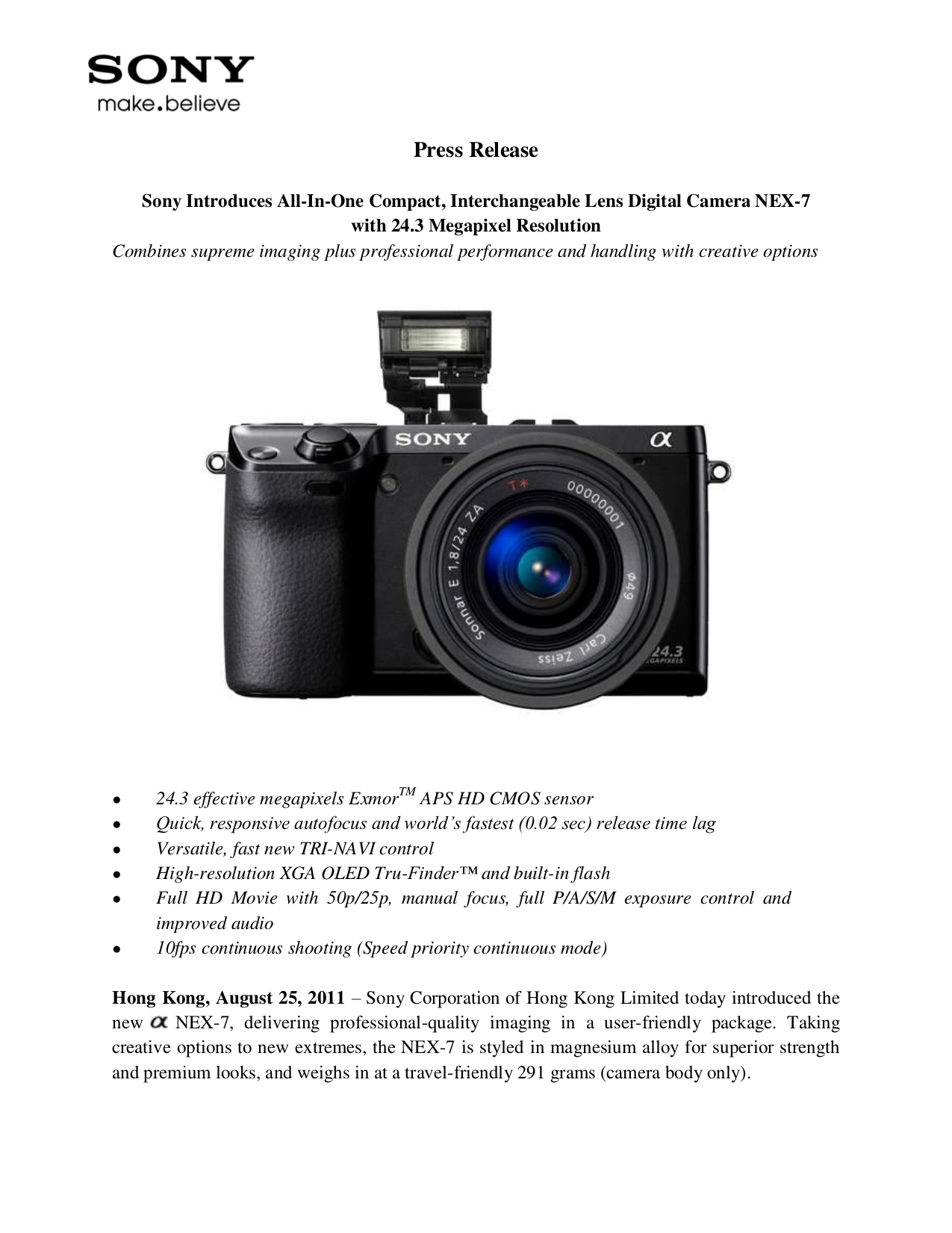 pdf for Sony Digital Camera NEX-7 manual