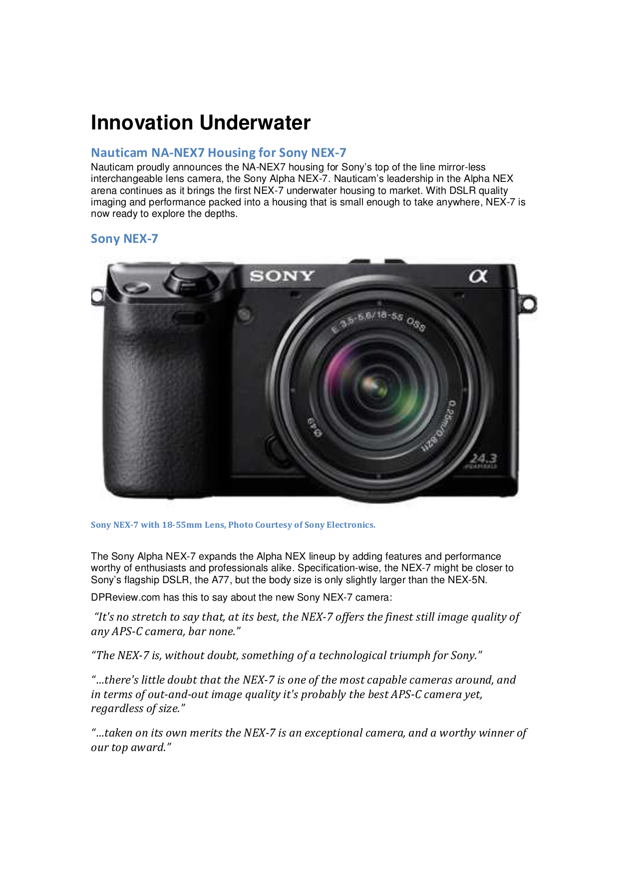 pdf for Sony Digital Camera NEX-7 manual