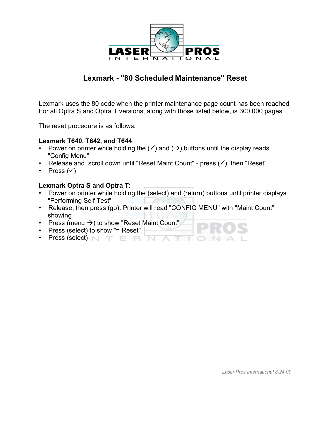 pdf for Lexmark Printer T640 manual