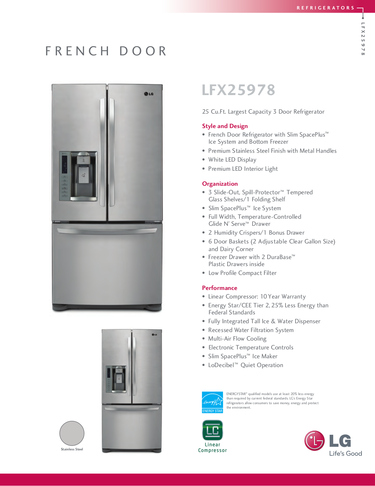 Download free pdf for LG LFX25978ST Refrigerator manual