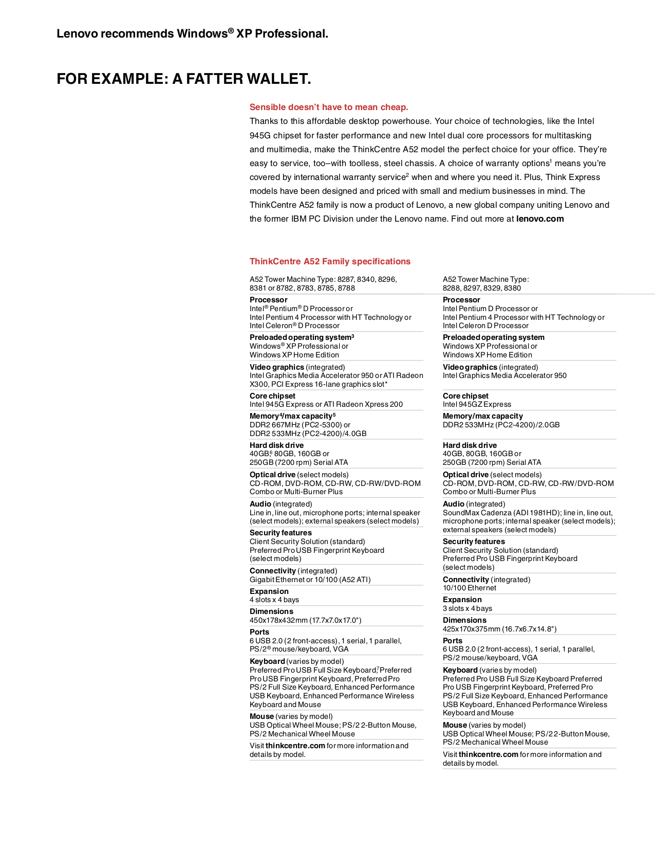 Lenovo Desktop ThinkCentre A52 8381 pdf page preview ... PDF manual ...