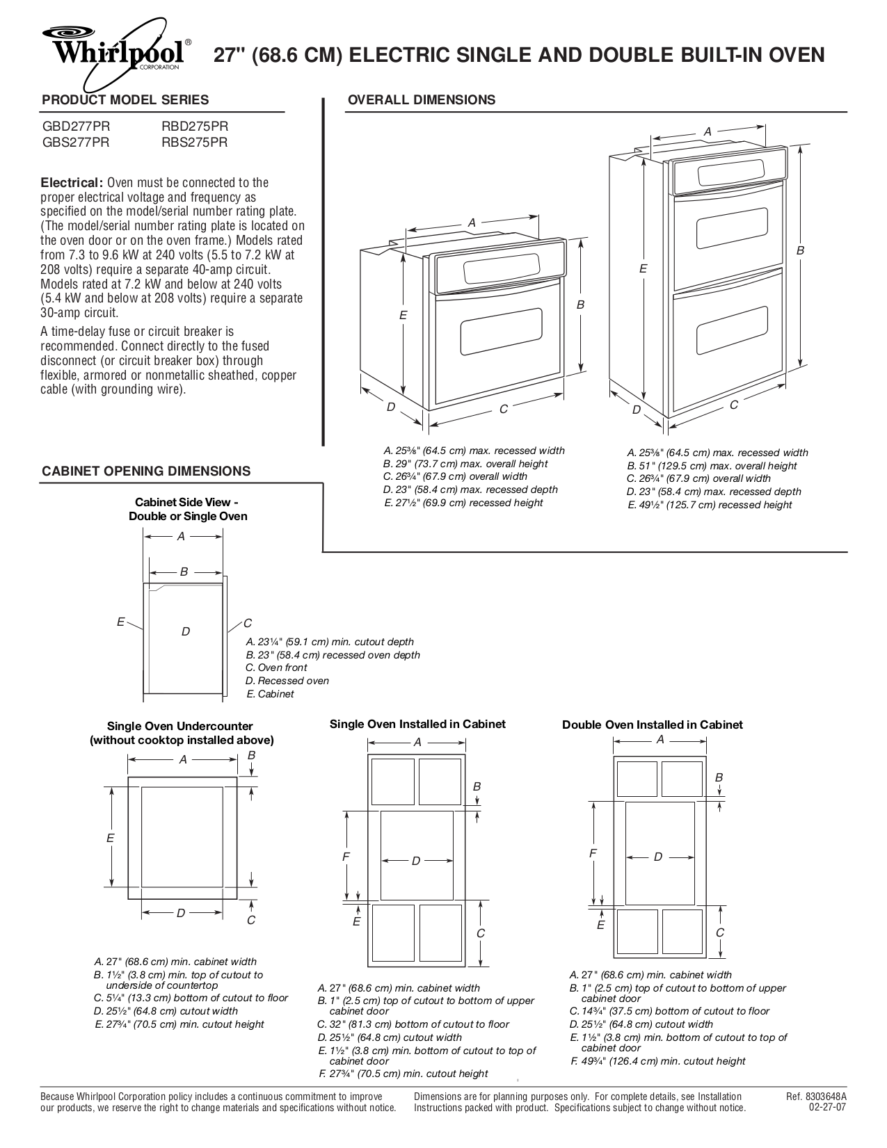 Download Free Pdf For Whirlpool Rbd275pr Oven Manual