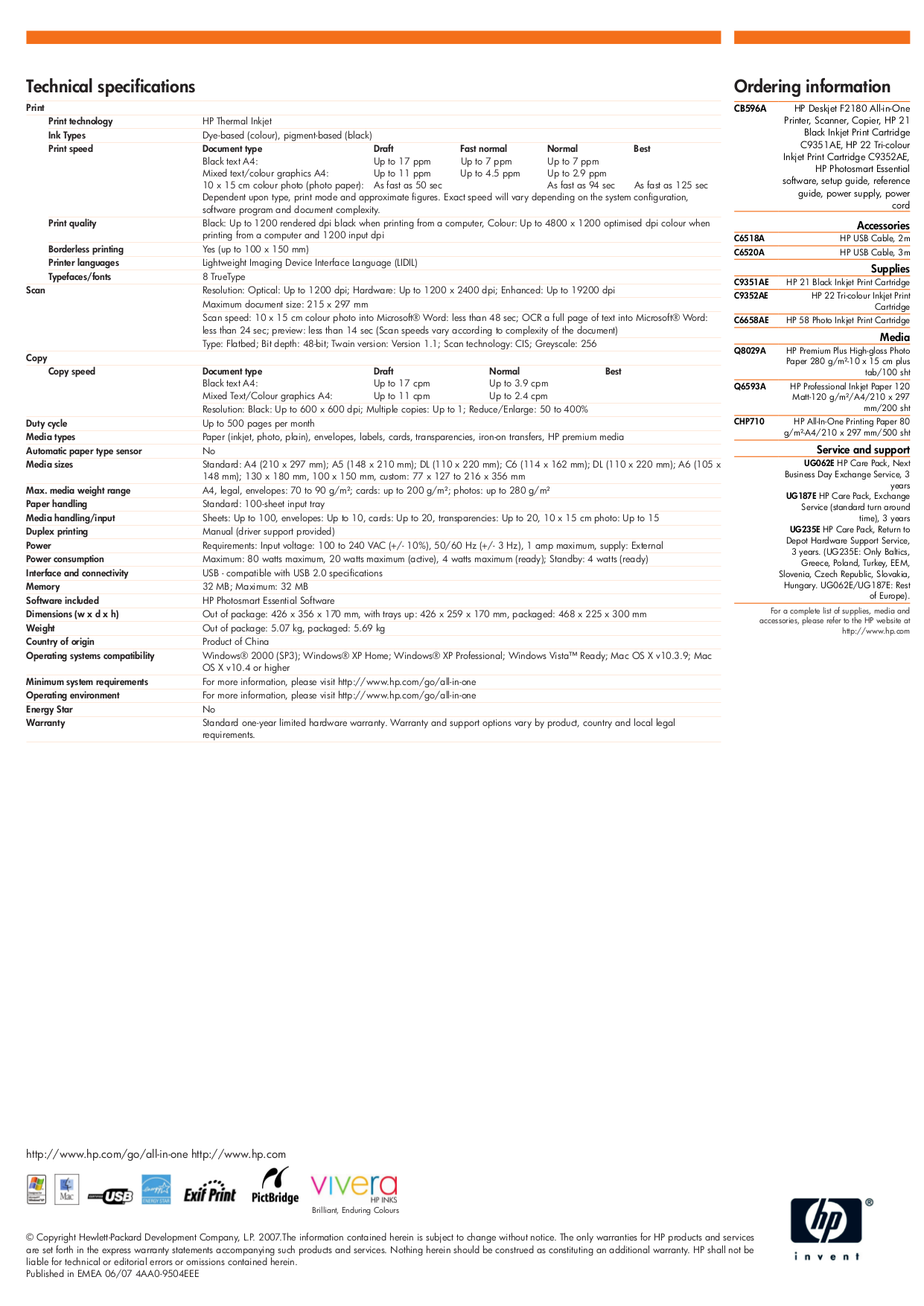 ... HP Multifunction Printer Deskjet F2180 pdf page preview