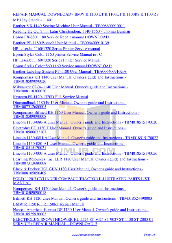 PDF manual for Brother Other VX-1120 Sewing Machines