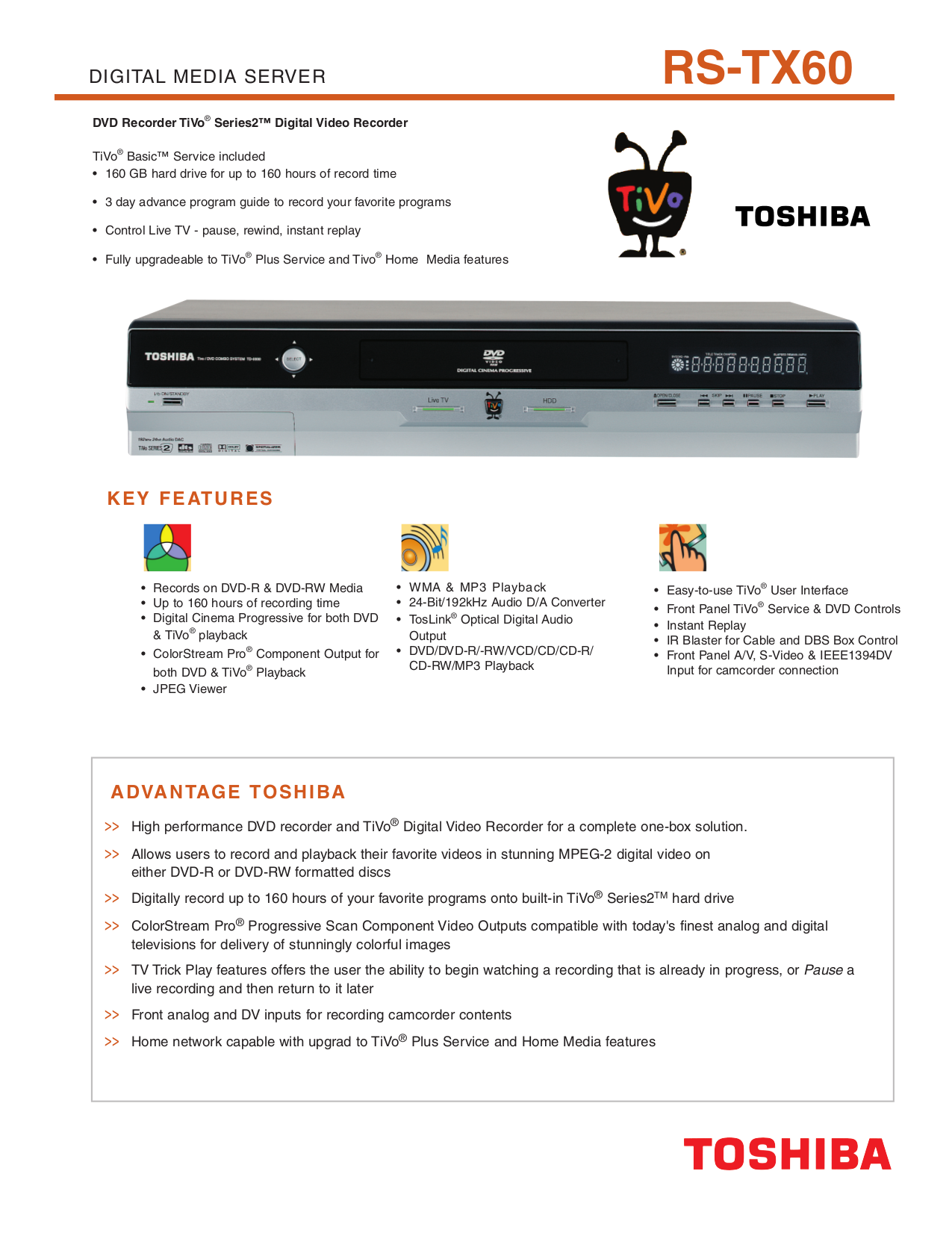 pdf for Toshiba DVR RS-TX60 manual