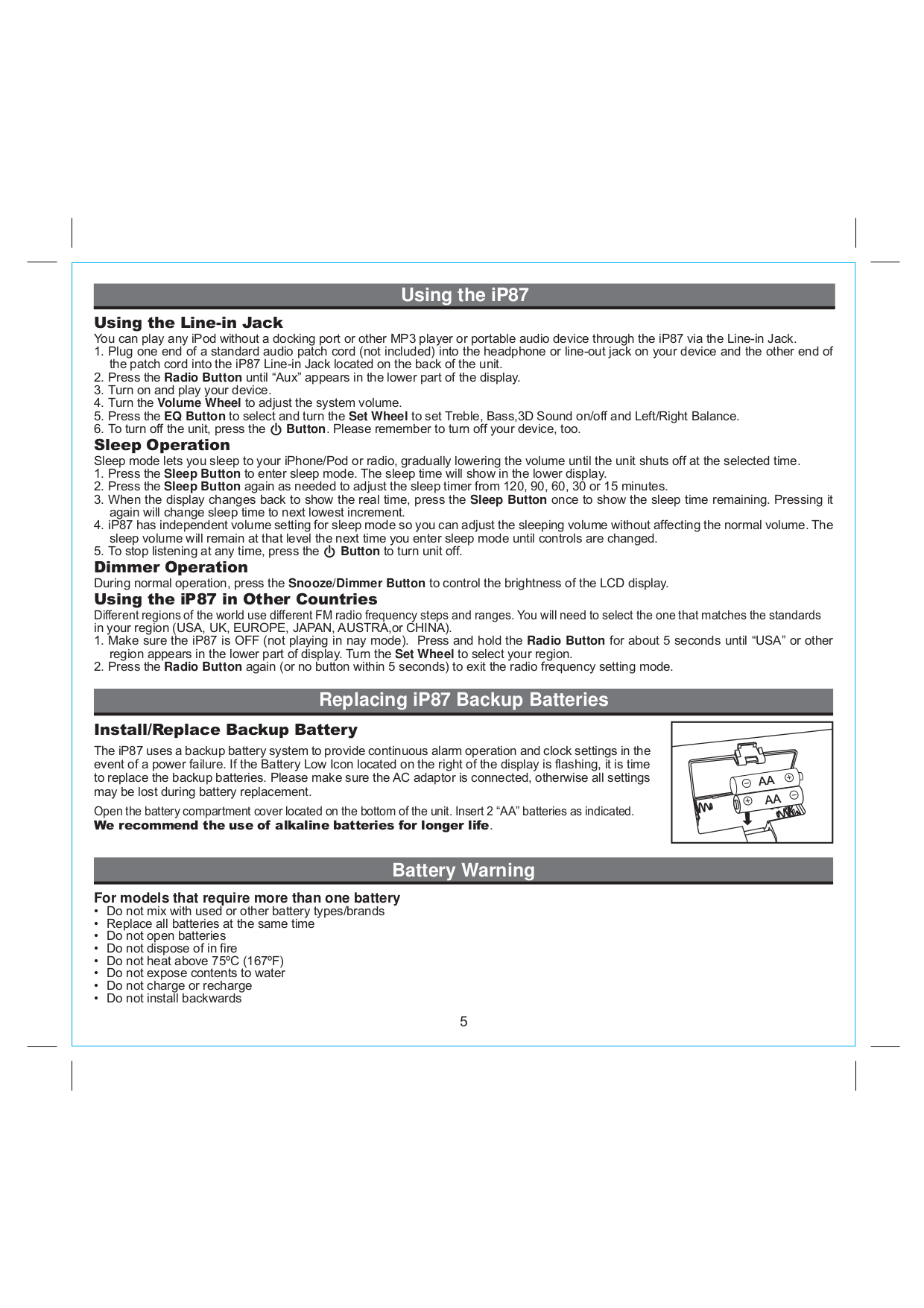 ... iHome Clock Radio iP9 pdf page preview ...