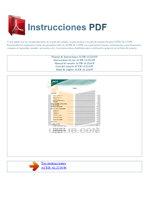 ACER AL2216W MANUAL PDF