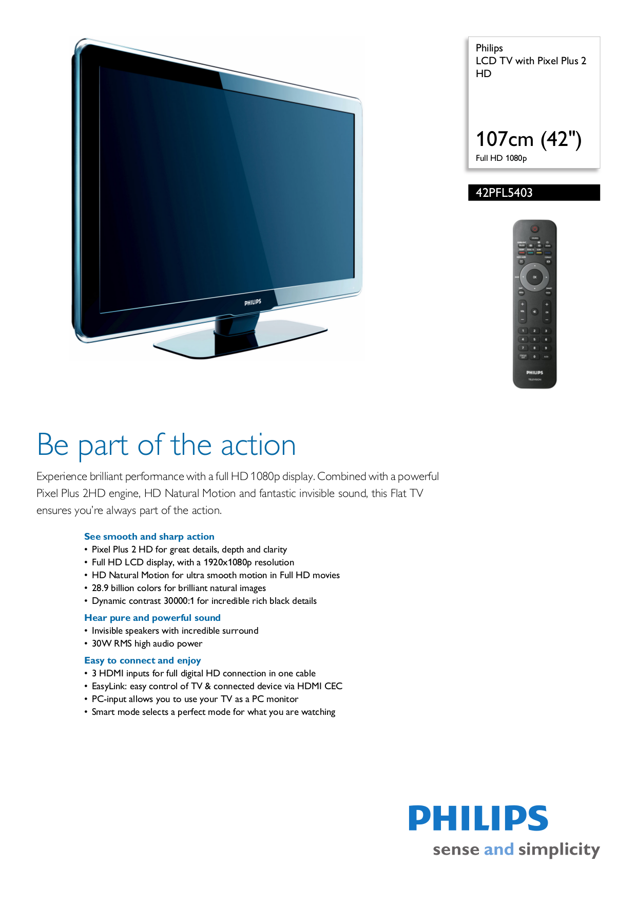 pdf for Philips TV 42PFL5403 manual