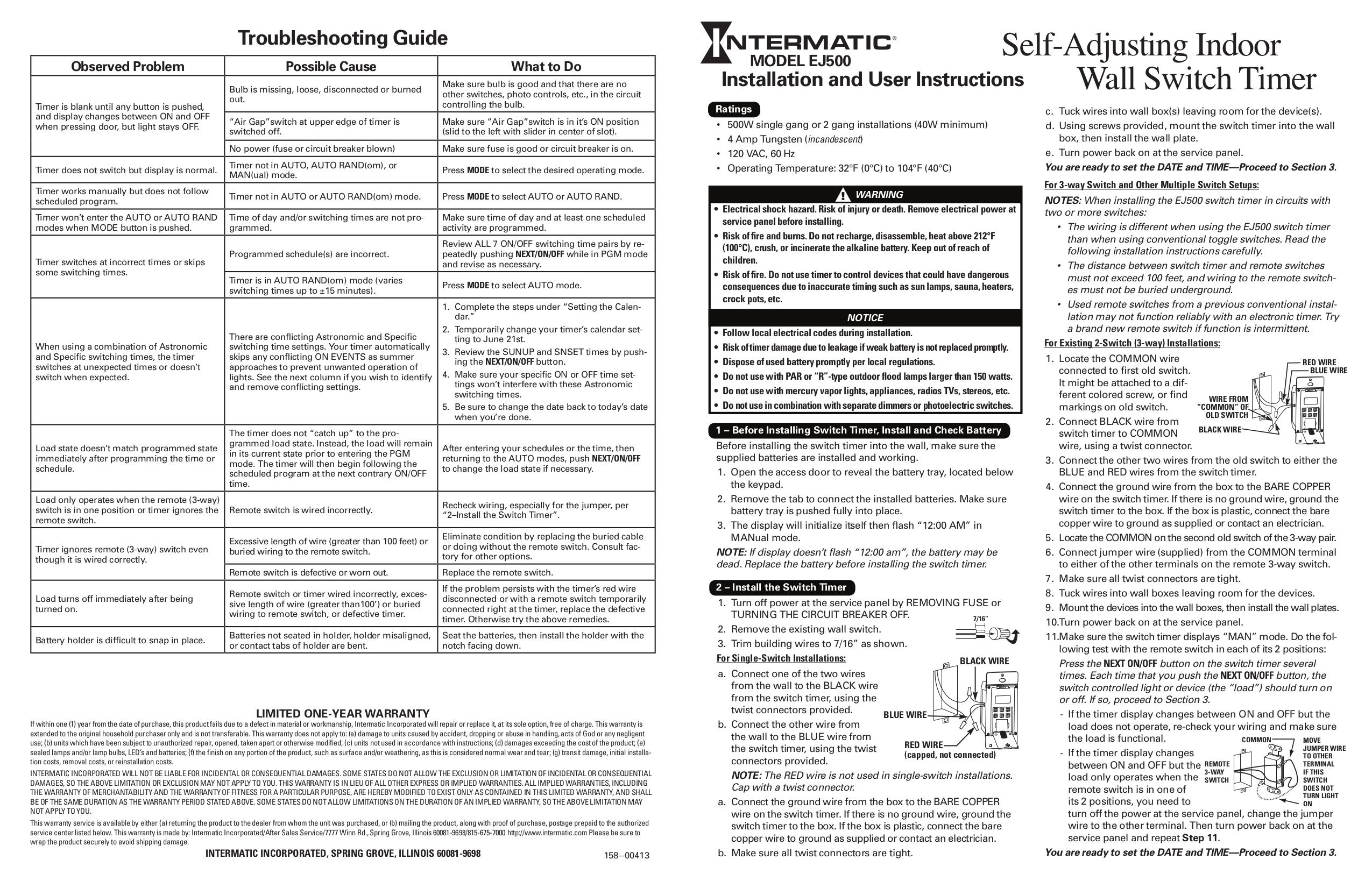 Download free pdf for Intermatic EJ500 Timers Other manual