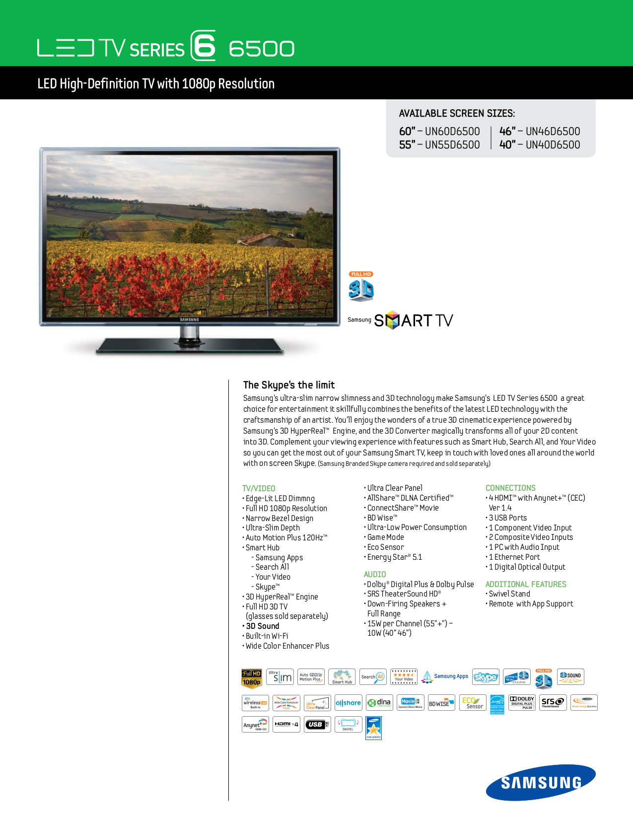 pdf for Samsung TV UN60D6500 manual