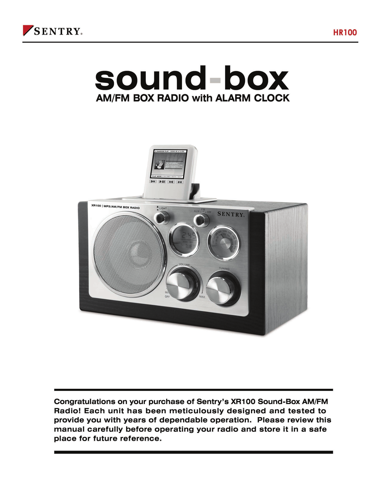 pdf for Sentry Radio XR100 manual