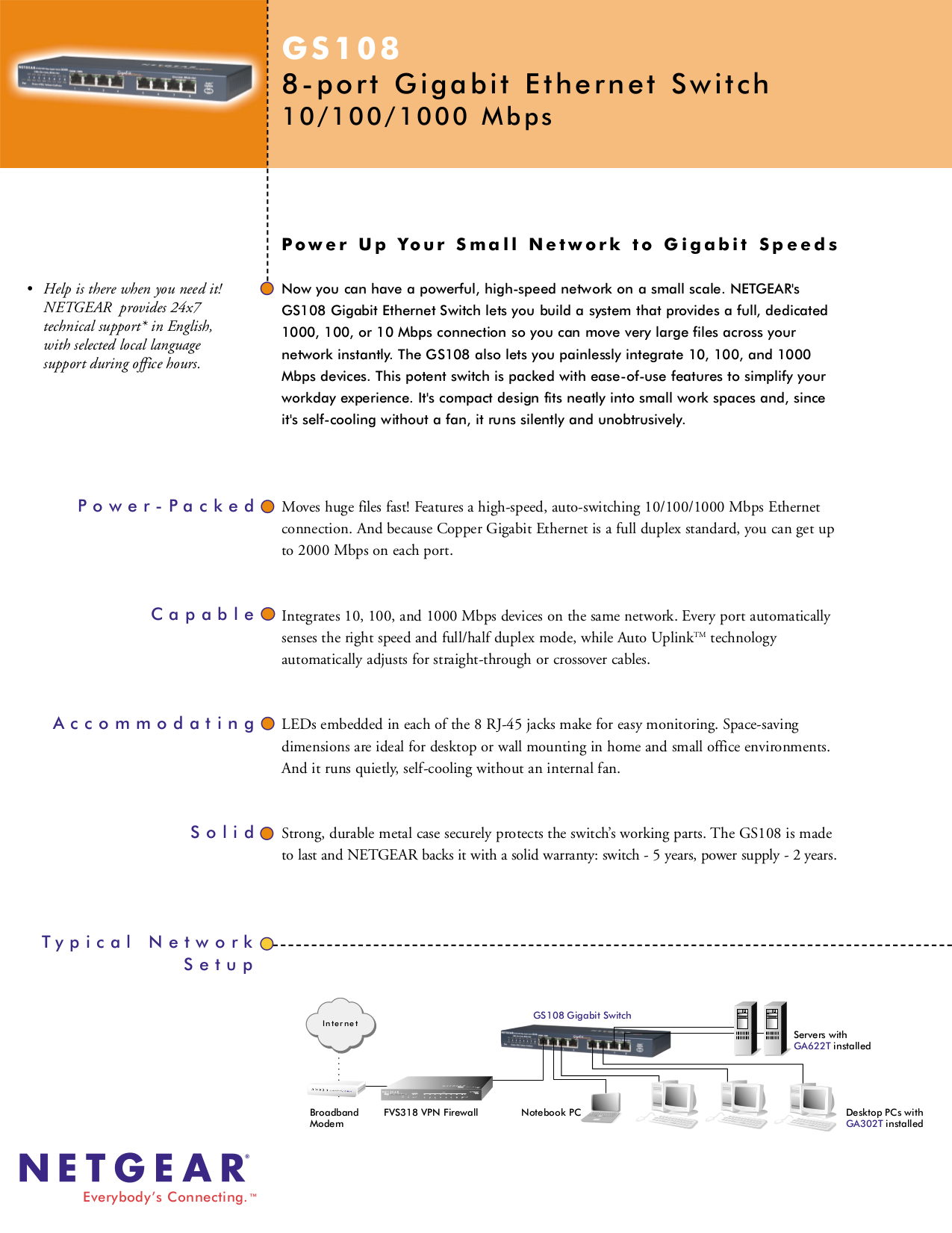 Download free pdf for Netgear ProSafe GS108 Switch manual