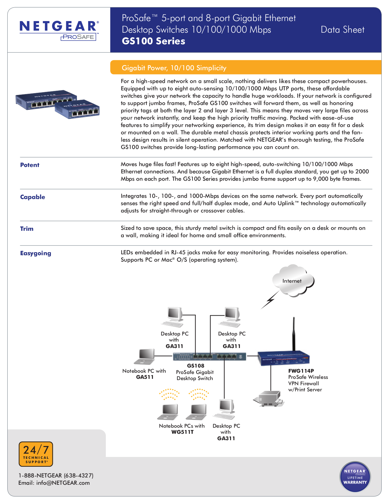 Download free pdf for Netgear ProSafe GS108 Switch manual