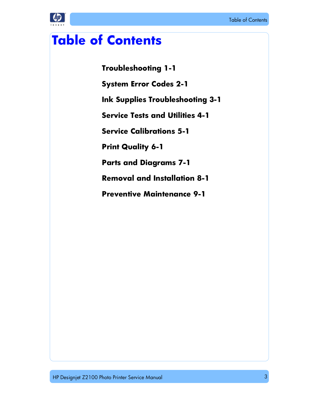 ... HP Printer Designjet Z2100 pdf page preview ...