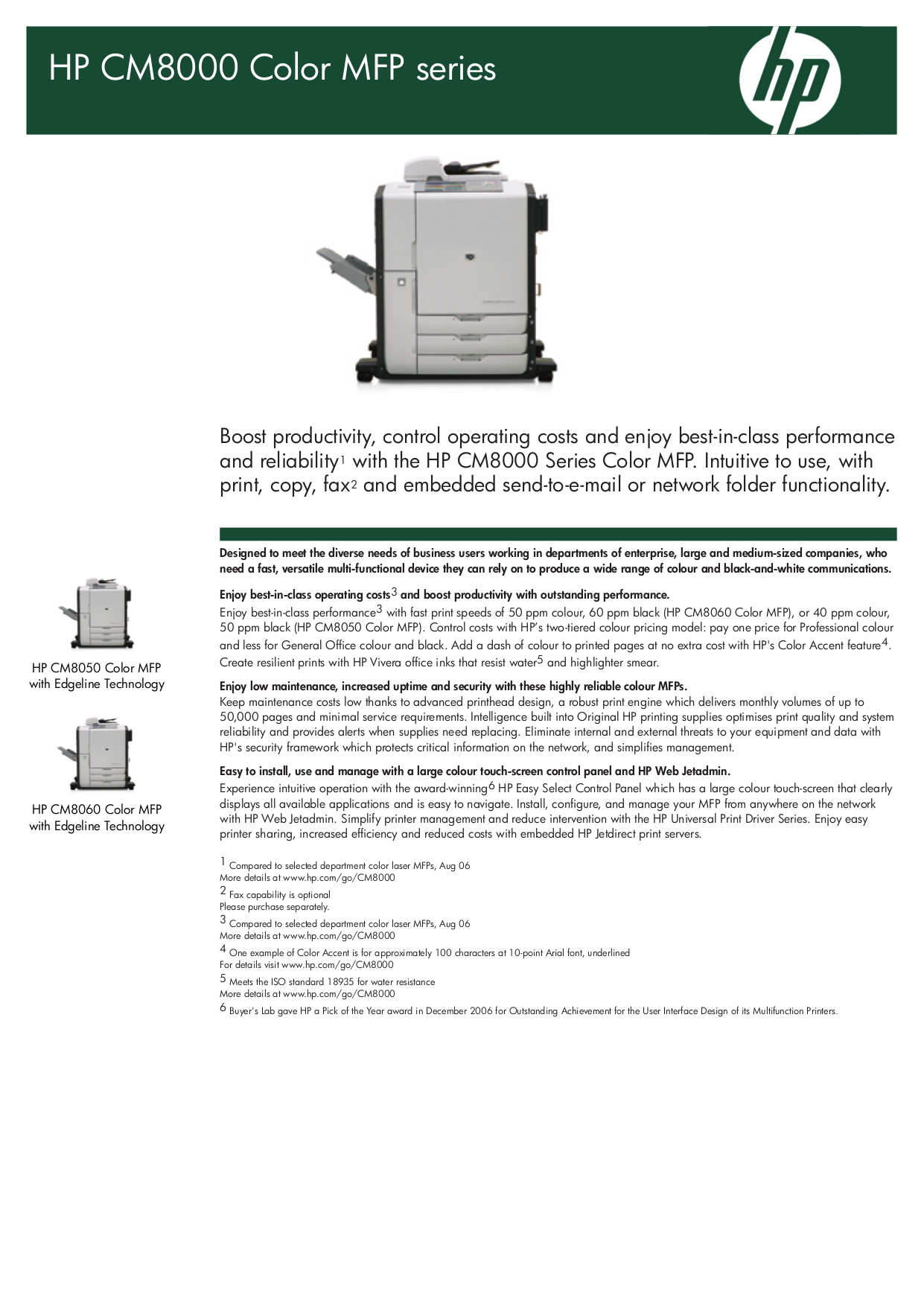 pdf for HP Multifunction Printer Laserjet,Color Laserjet CM8060 MFP manual