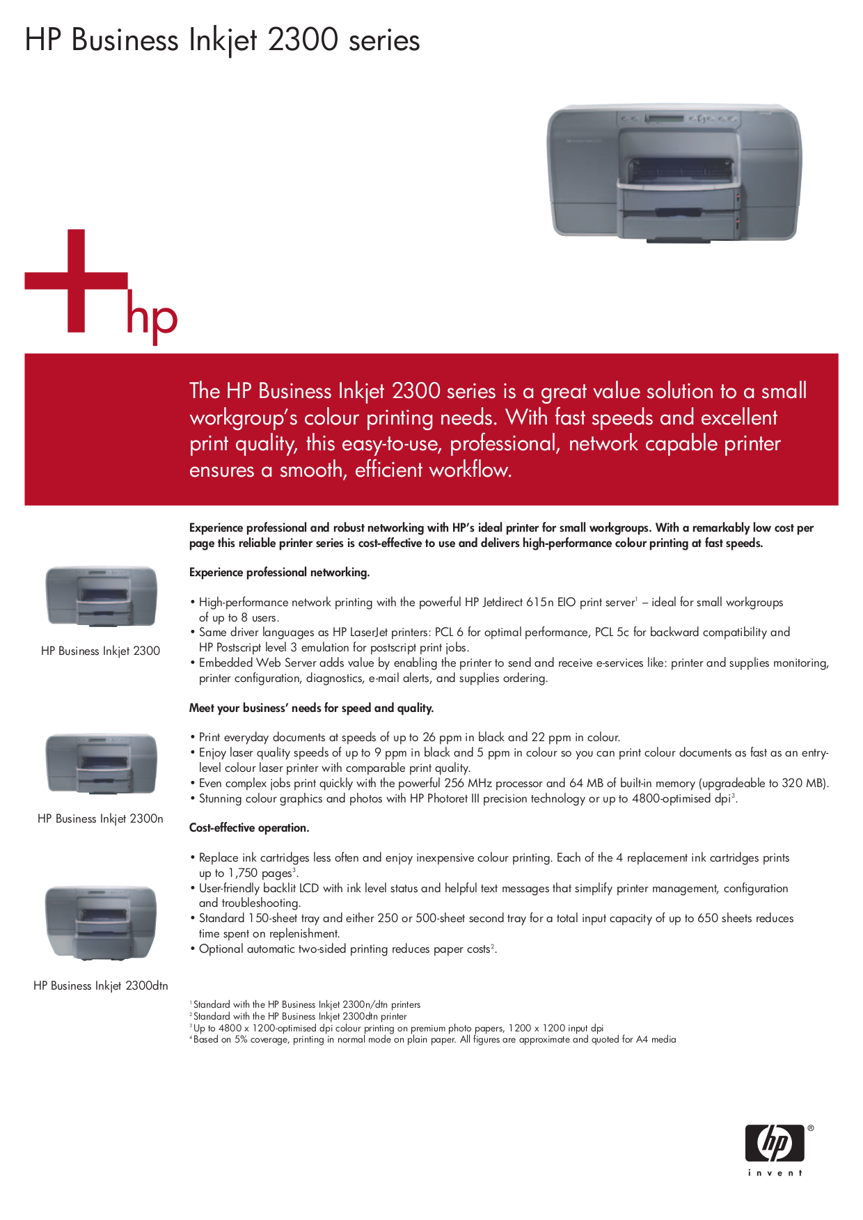 pdf for HP Printer Business Inkjet 2300n manual