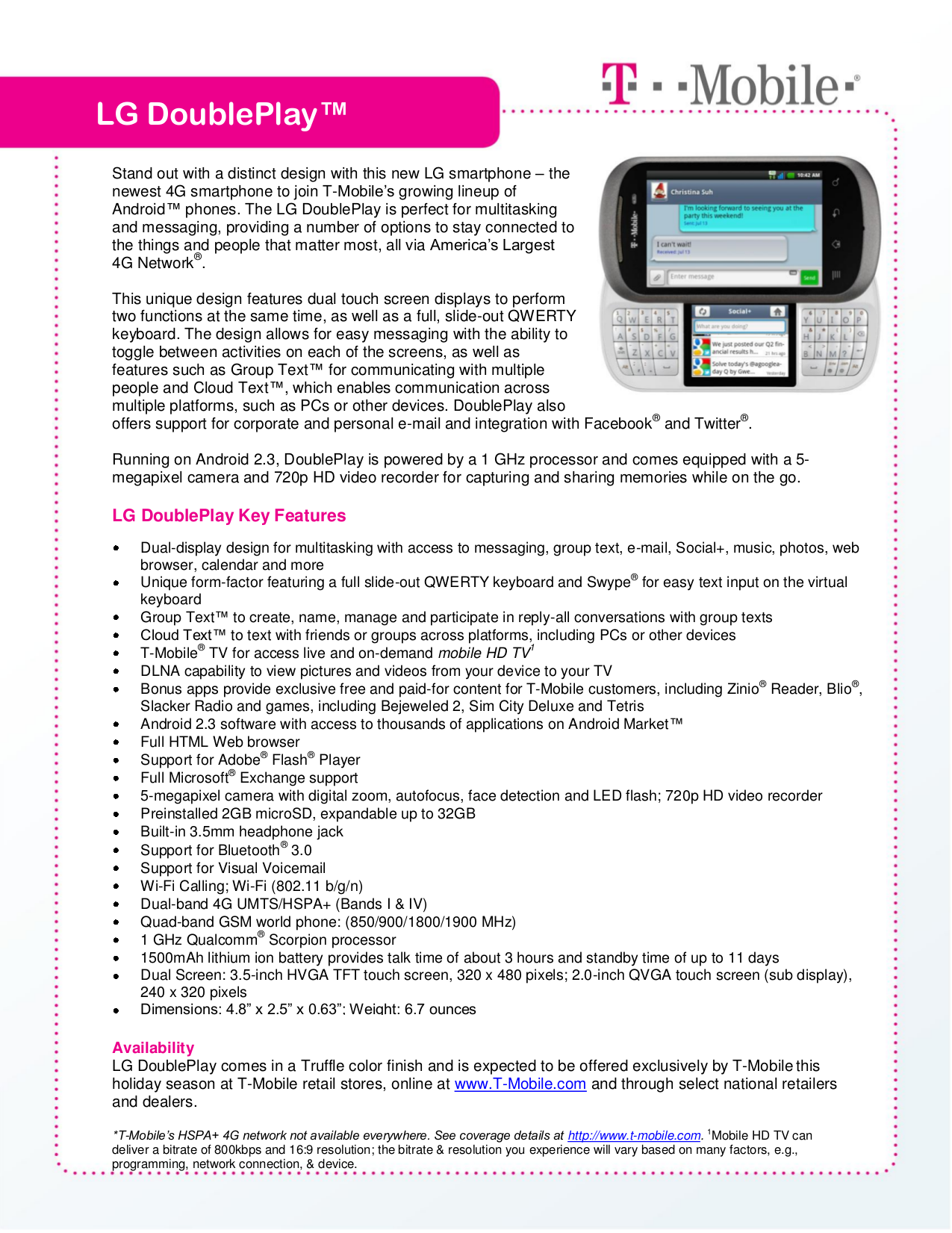 pdf for LG Cell Phone Doubleplay manual click to preview