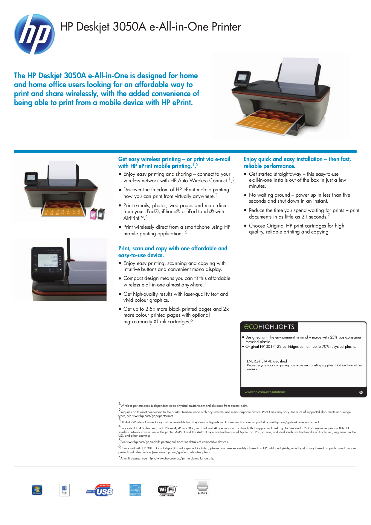 Download free pdf for HP Deskjet 3050 Multifunction Printer manual