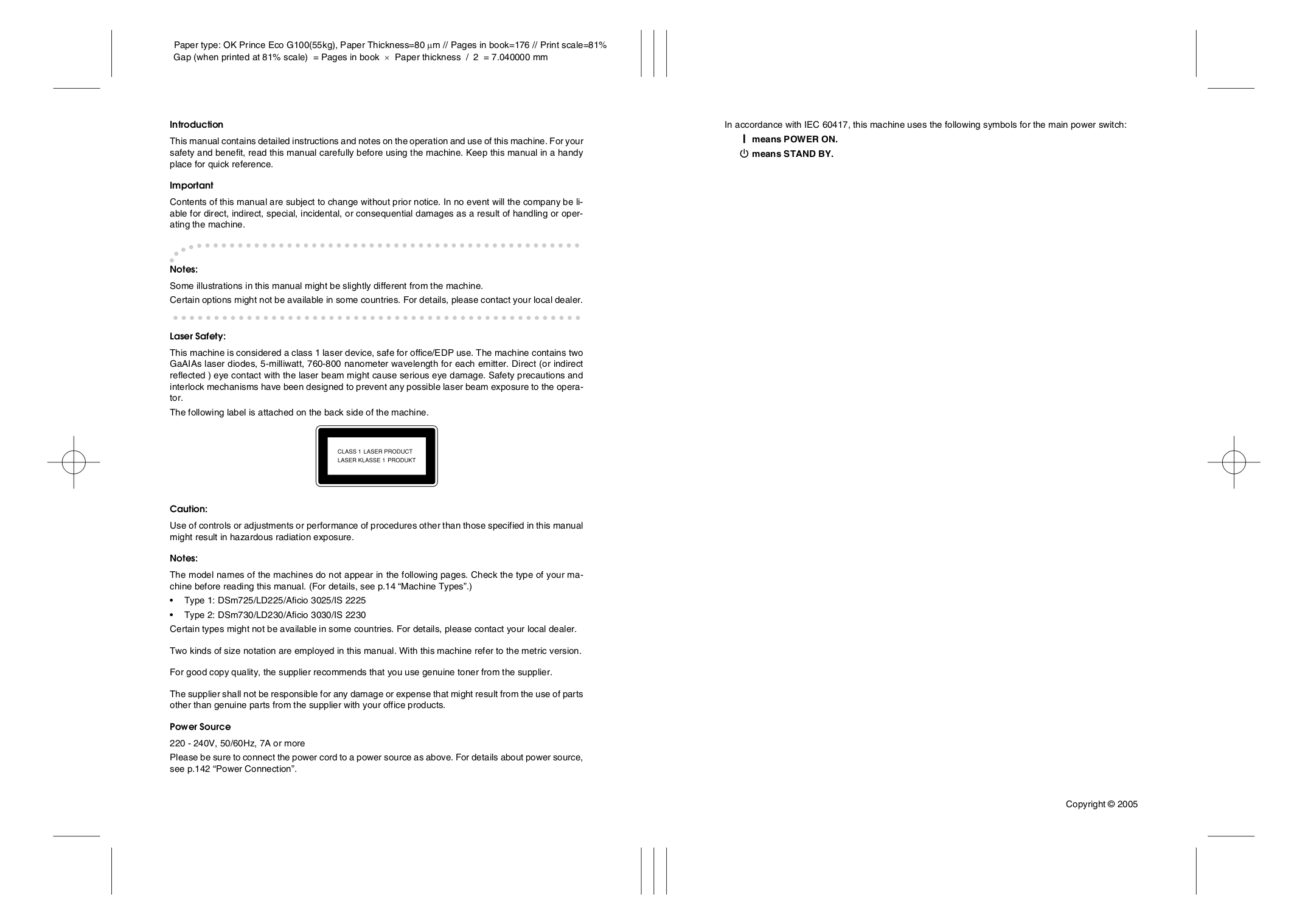 ... Ricoh Multifunction Printer Aficio 3025 pdf page preview ...