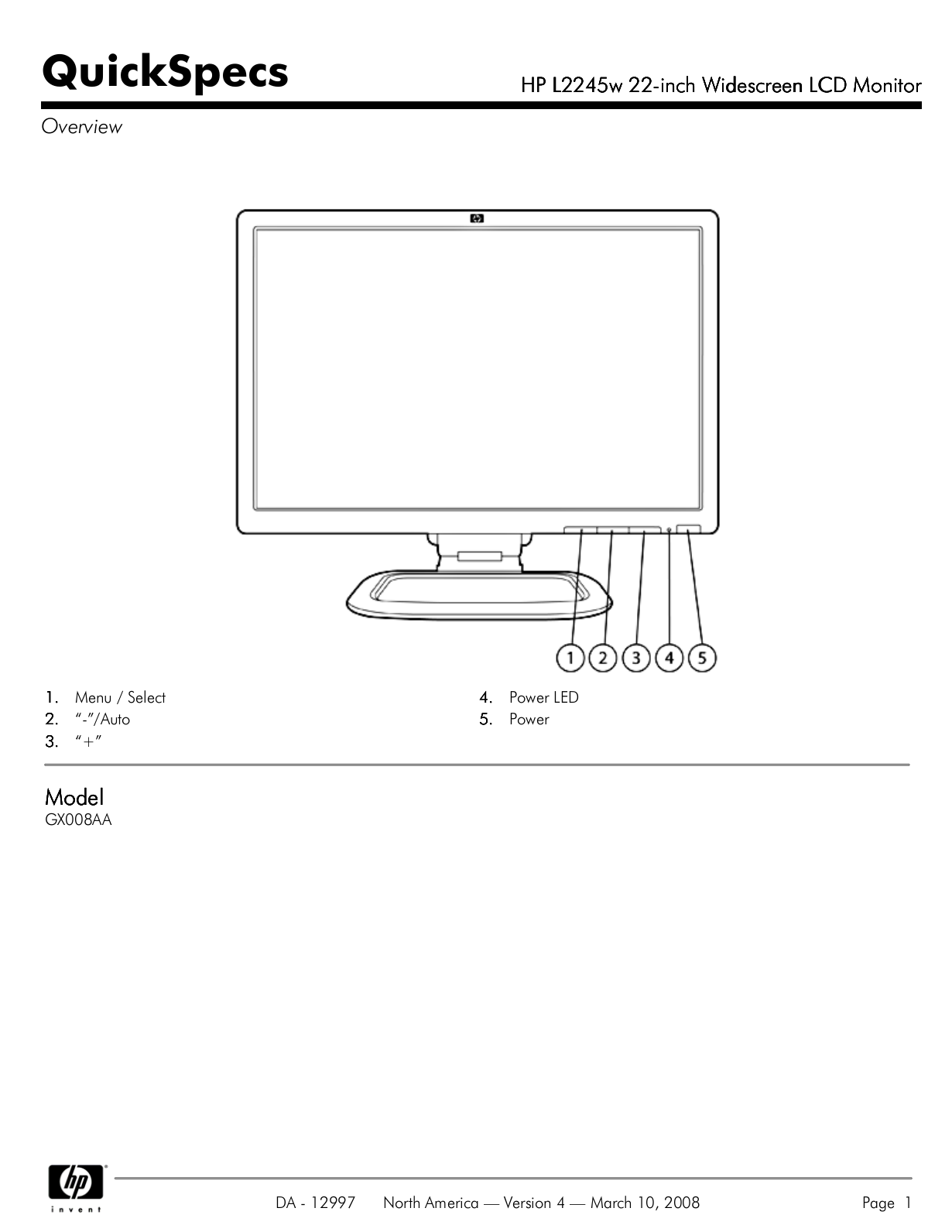pdf for HP Monitor L2245W manual