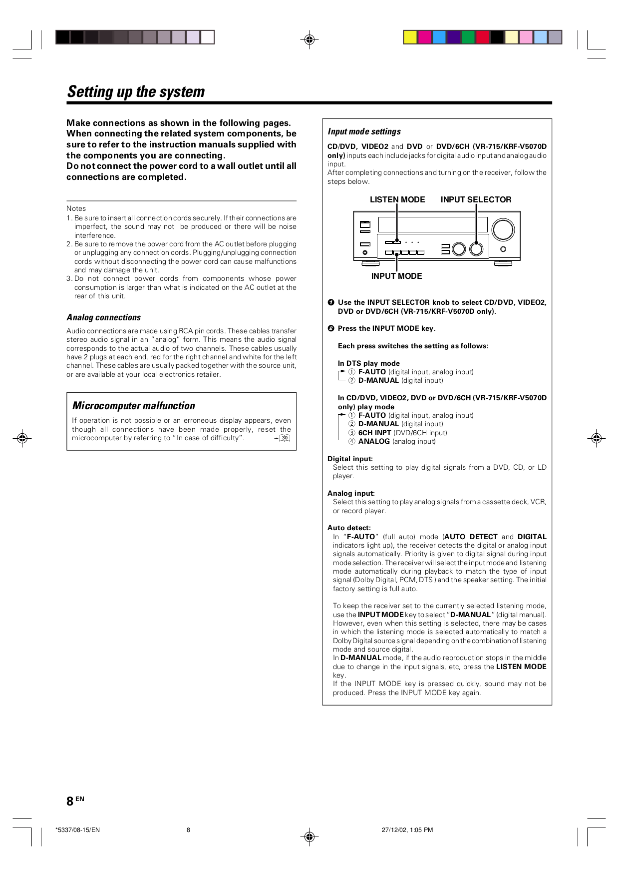 PDF manual for Kenwood Receiver VR-715