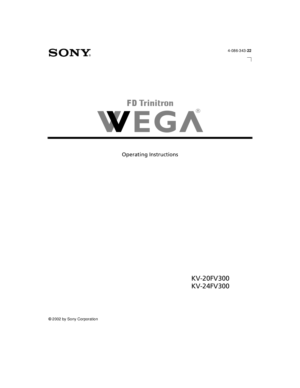 pdf for Sony TV WEGA KV-24FV300 manual