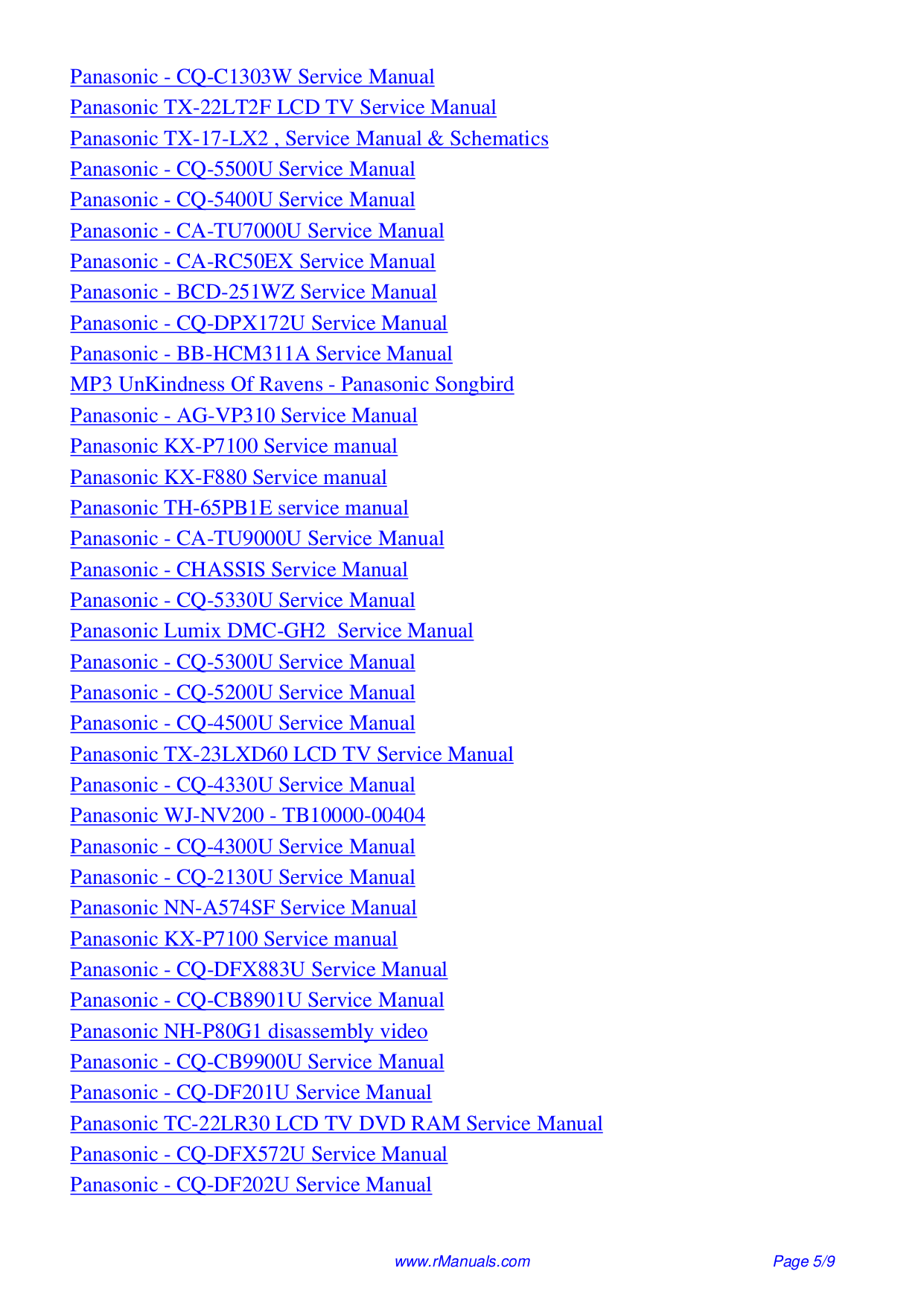 ... Panasonic TV Viera TC-32LX14 pdf page preview ...