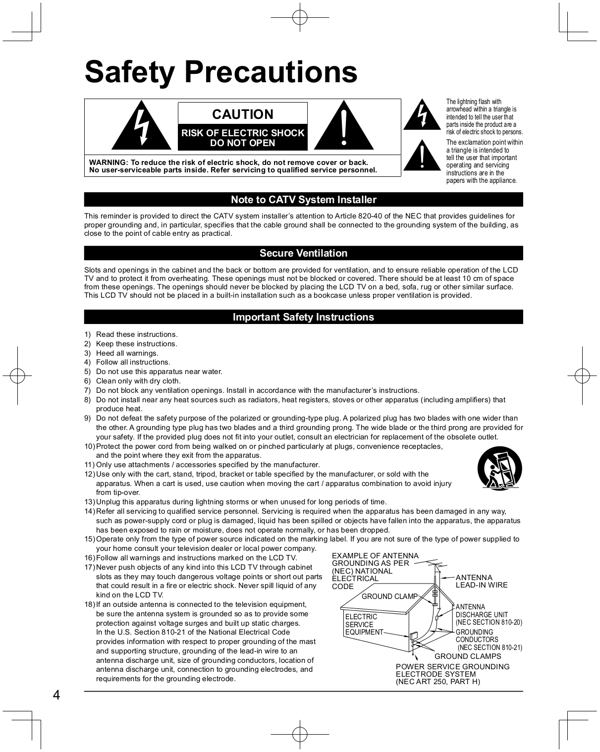 Panasonic TV Viera TC-32LX14 pdf page preview .