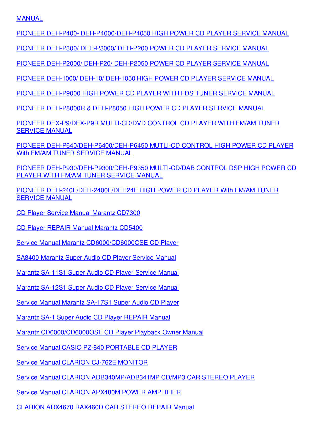Pioneer Car Receiver DEH-P640 pdf page preview ... PDF manual for Pioneer  ...