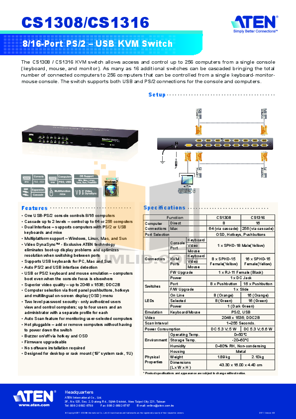 Download free pdf for ATEN MasterView CS221 KVM Switch Other manual