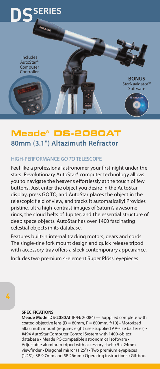 PDF manual for Meade Telescope Polaris 60AZ-D