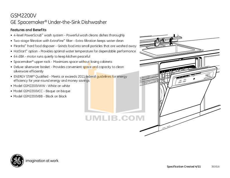 PDF manual for GE Dishwasher GSM2260VSS