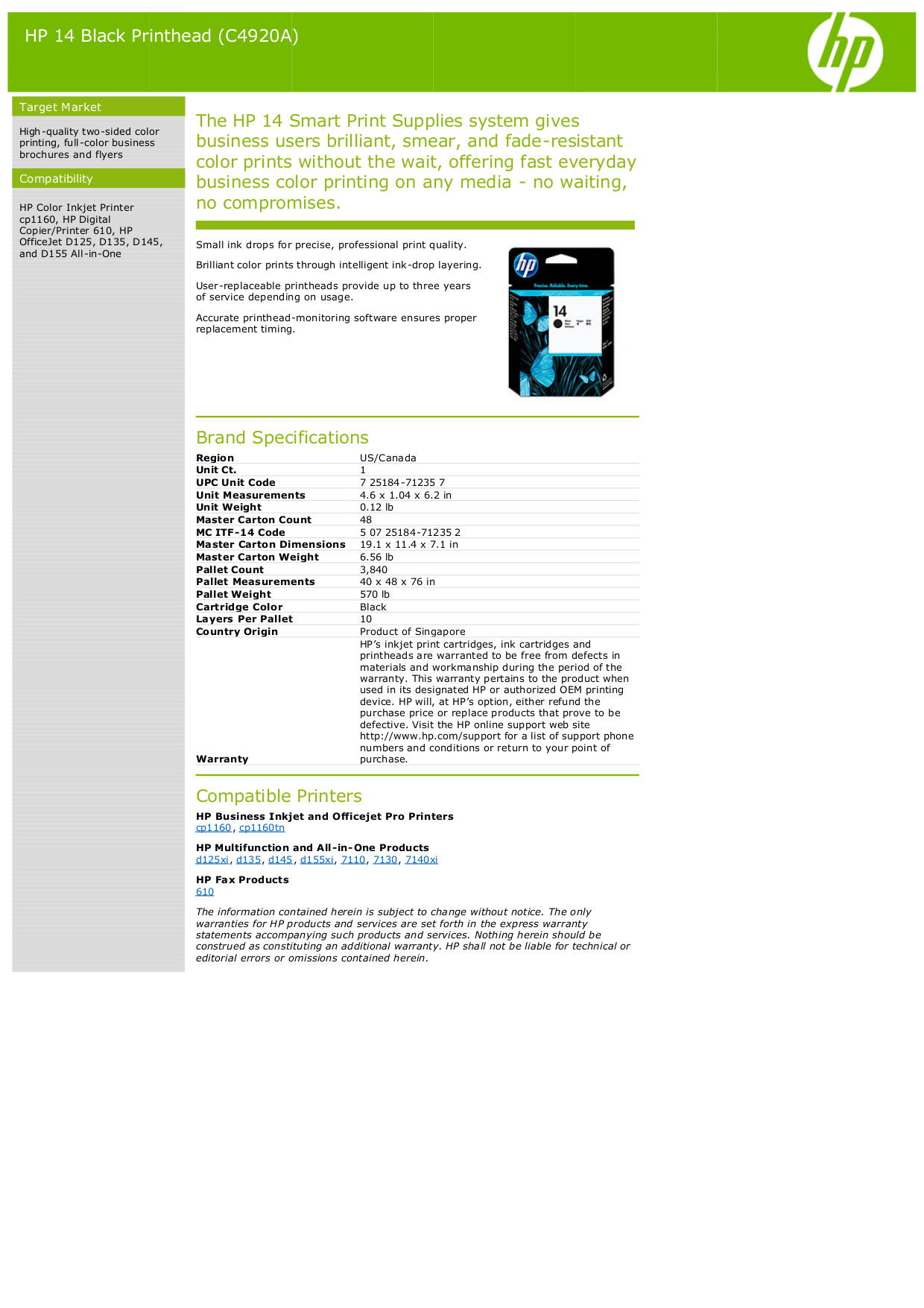 pdf for HP Printer Business Inkjet cp1160tn manual