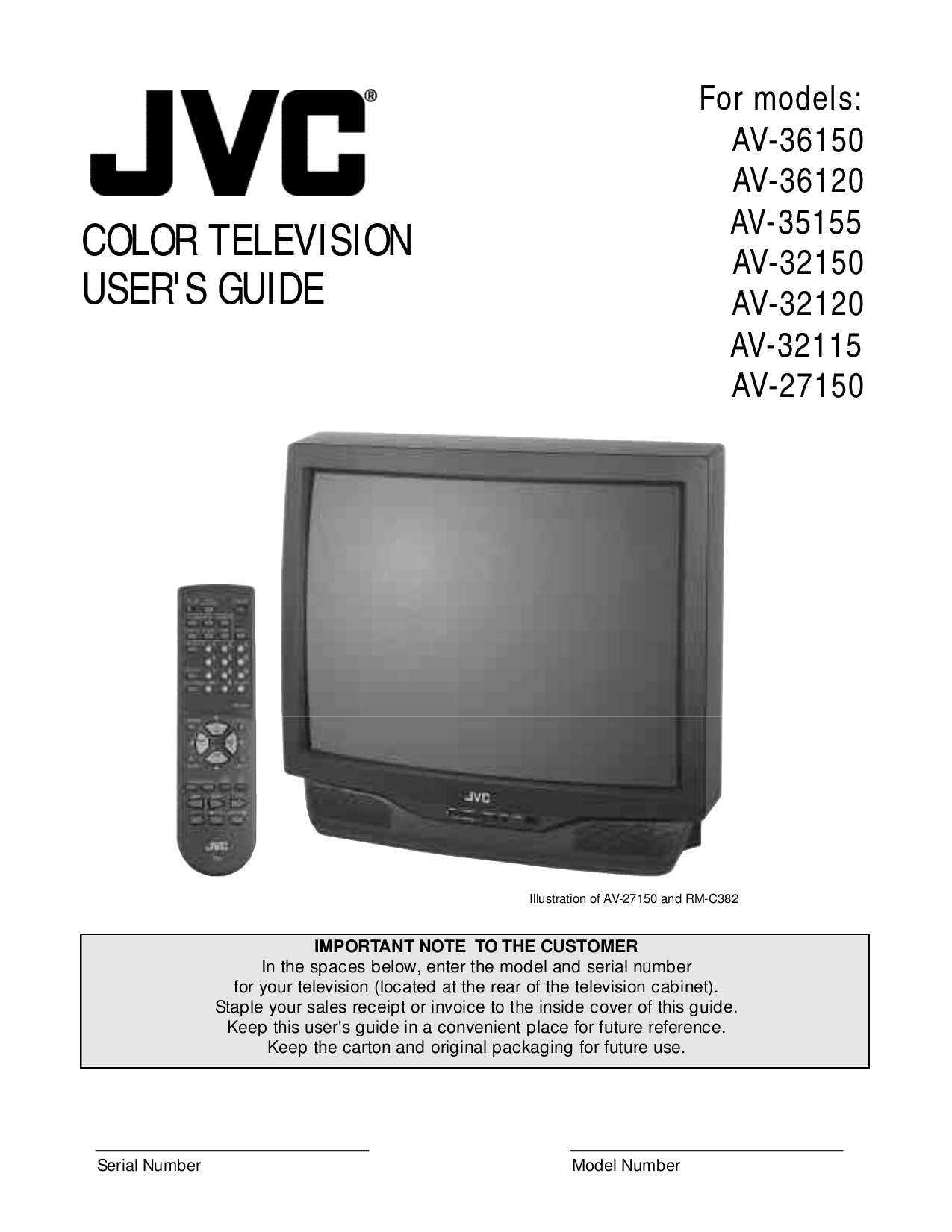 Download free pdf for JVC AV-36150 TV manual