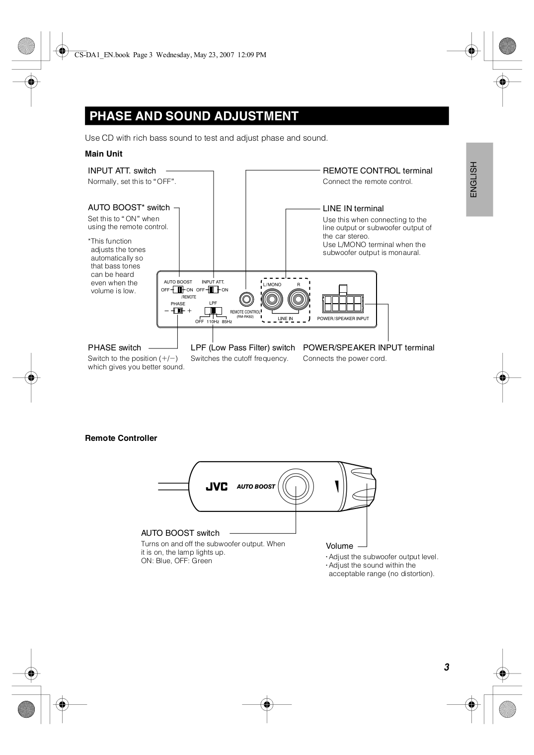 ... JVC Subwoofer CS-DA1 pdf page preview ...