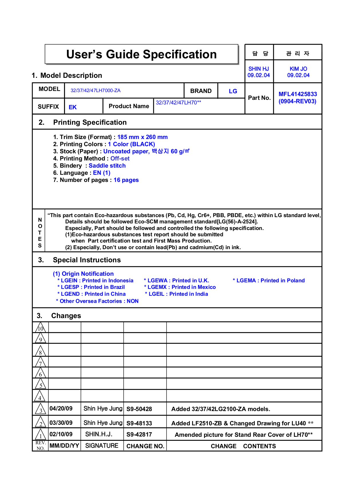 pdf for LG TV 42LH20 manual