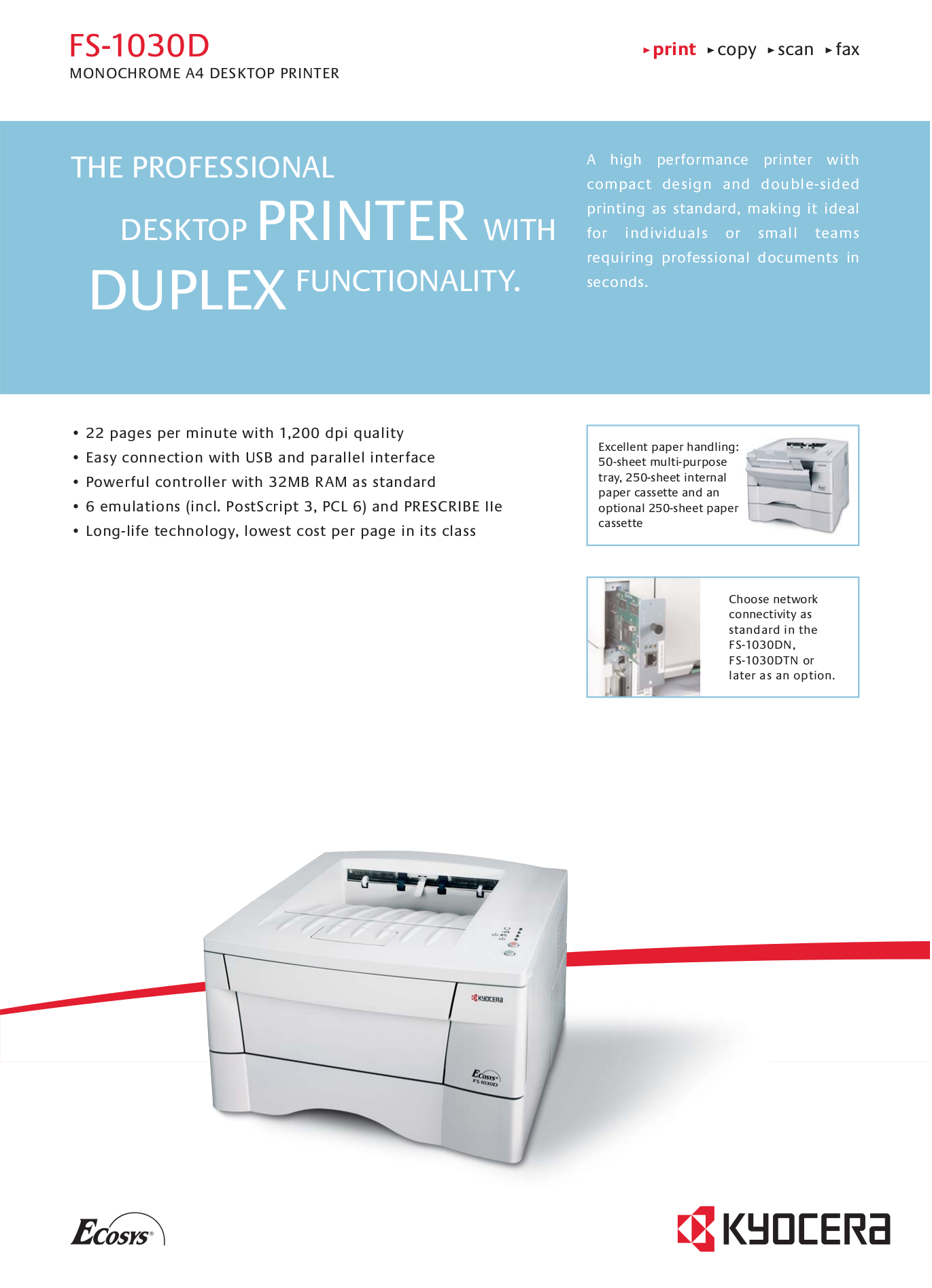 pdf for Kyocera Printer FS-1030D manual