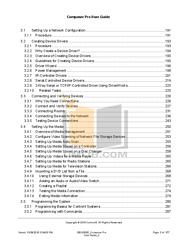 Control4 driver database