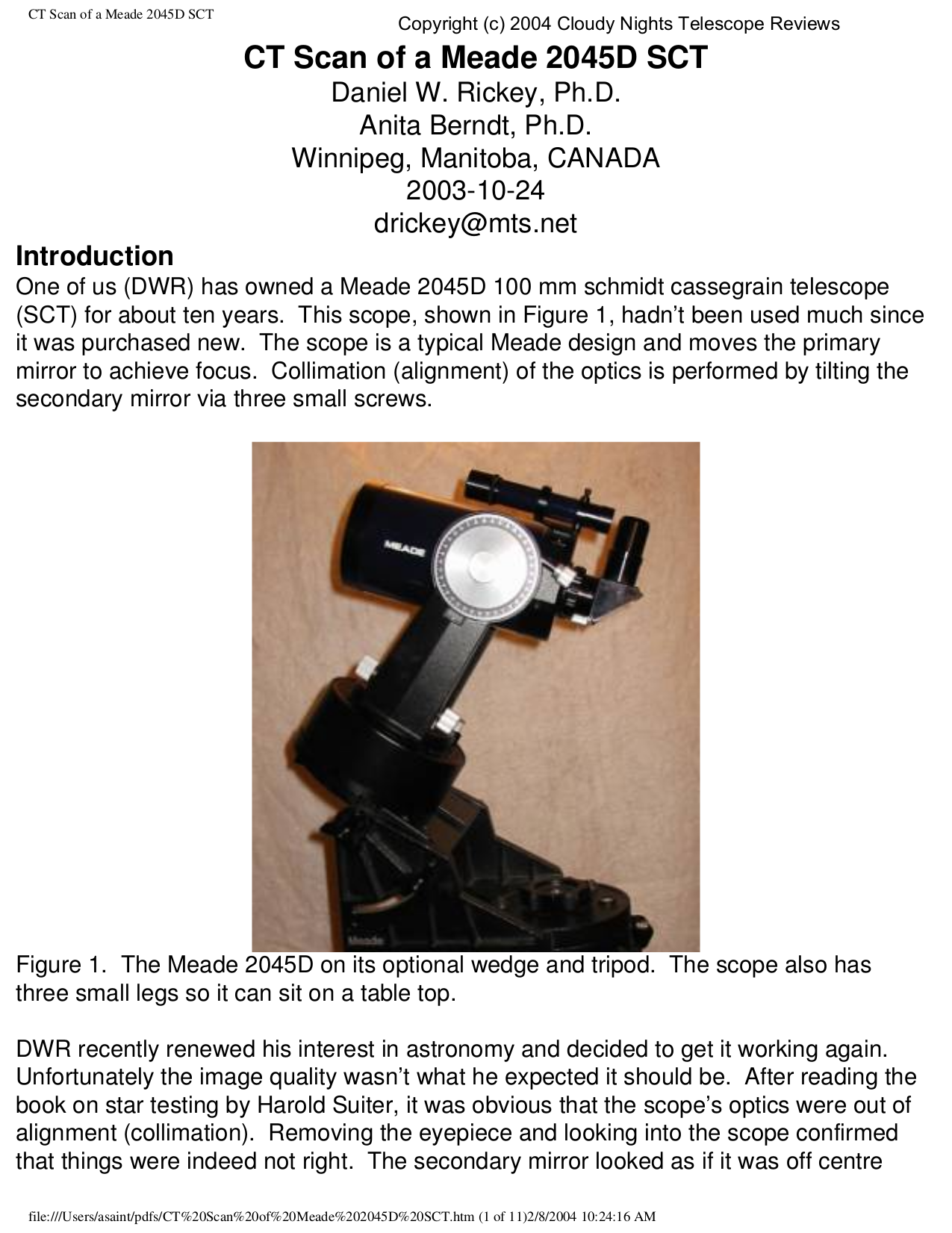 PDF manual for Meade Telescope 2045