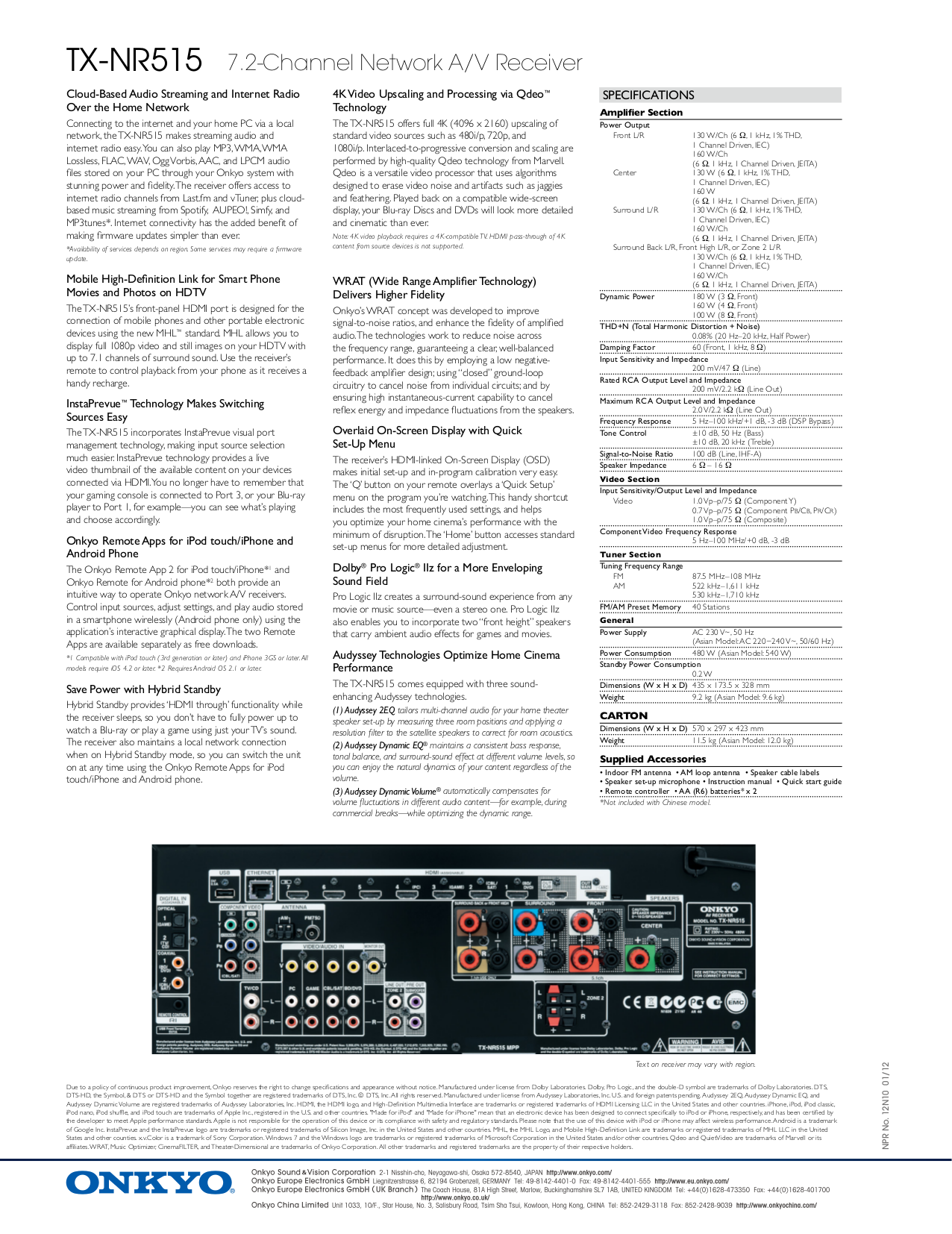 PDF manual for Onkyo Receiver TX-NR515