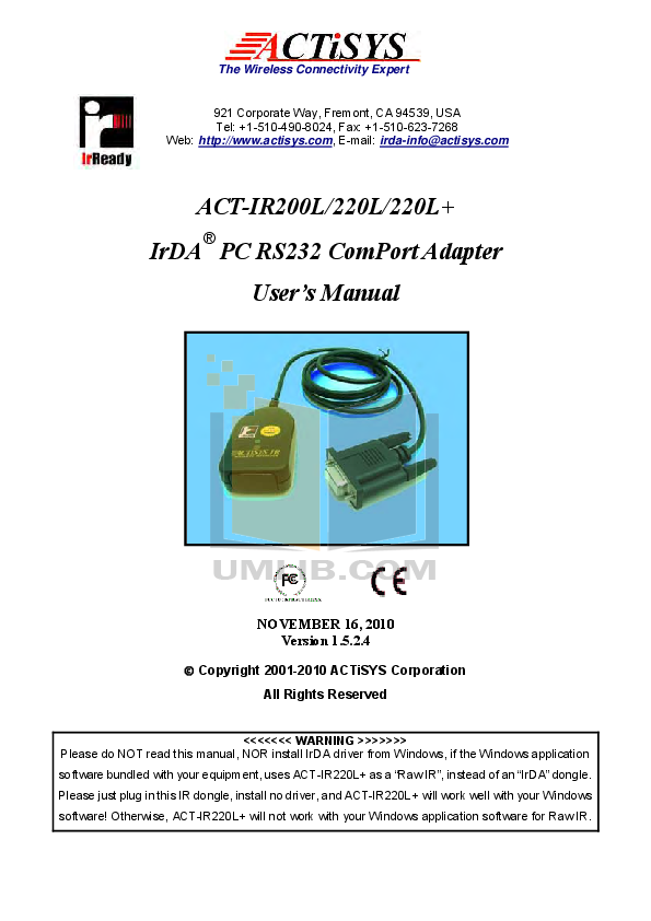 Actisys IR-220L Serial Infrared Device