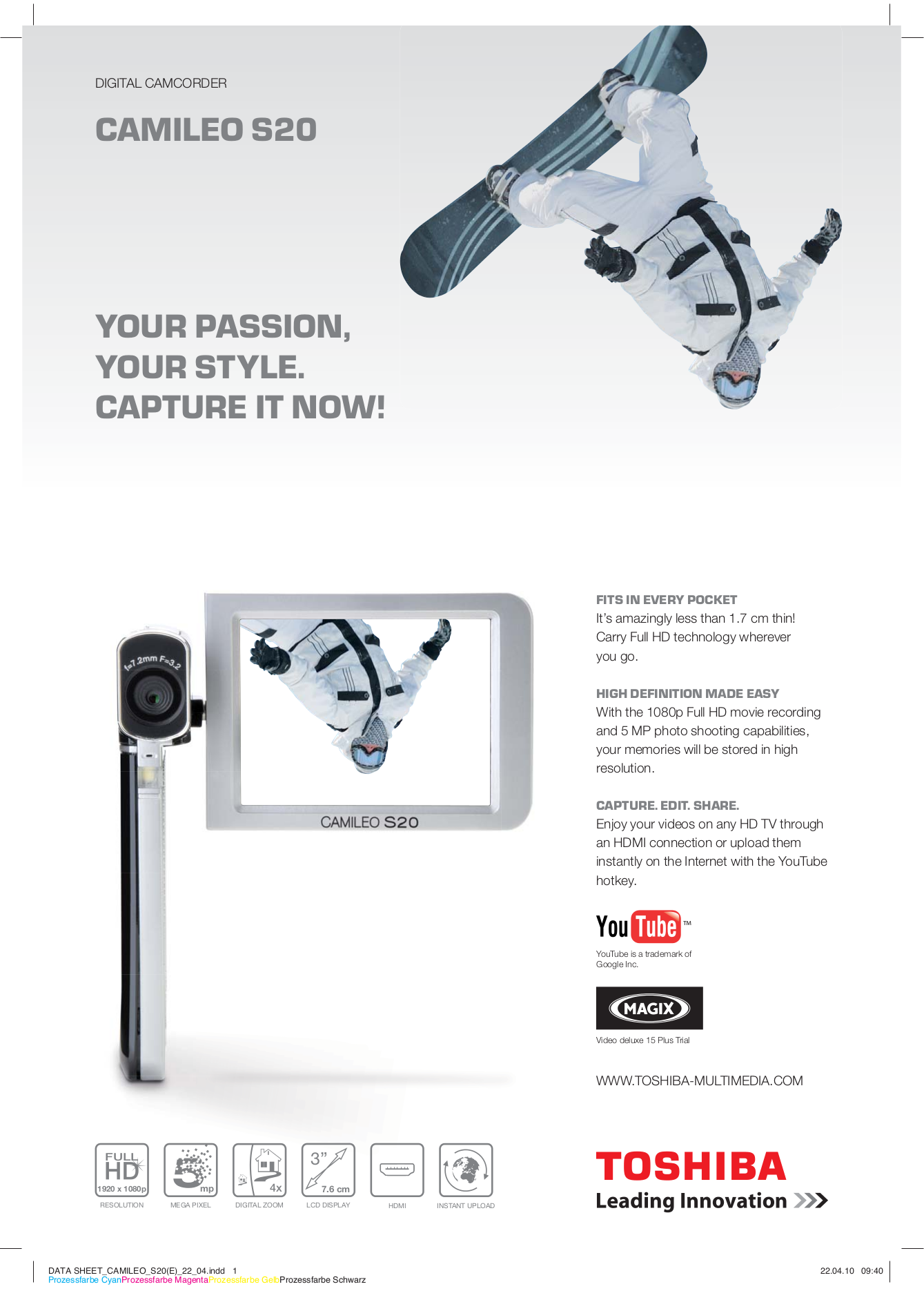 pdf for Toshiba Camcorders Camileo S20 manual