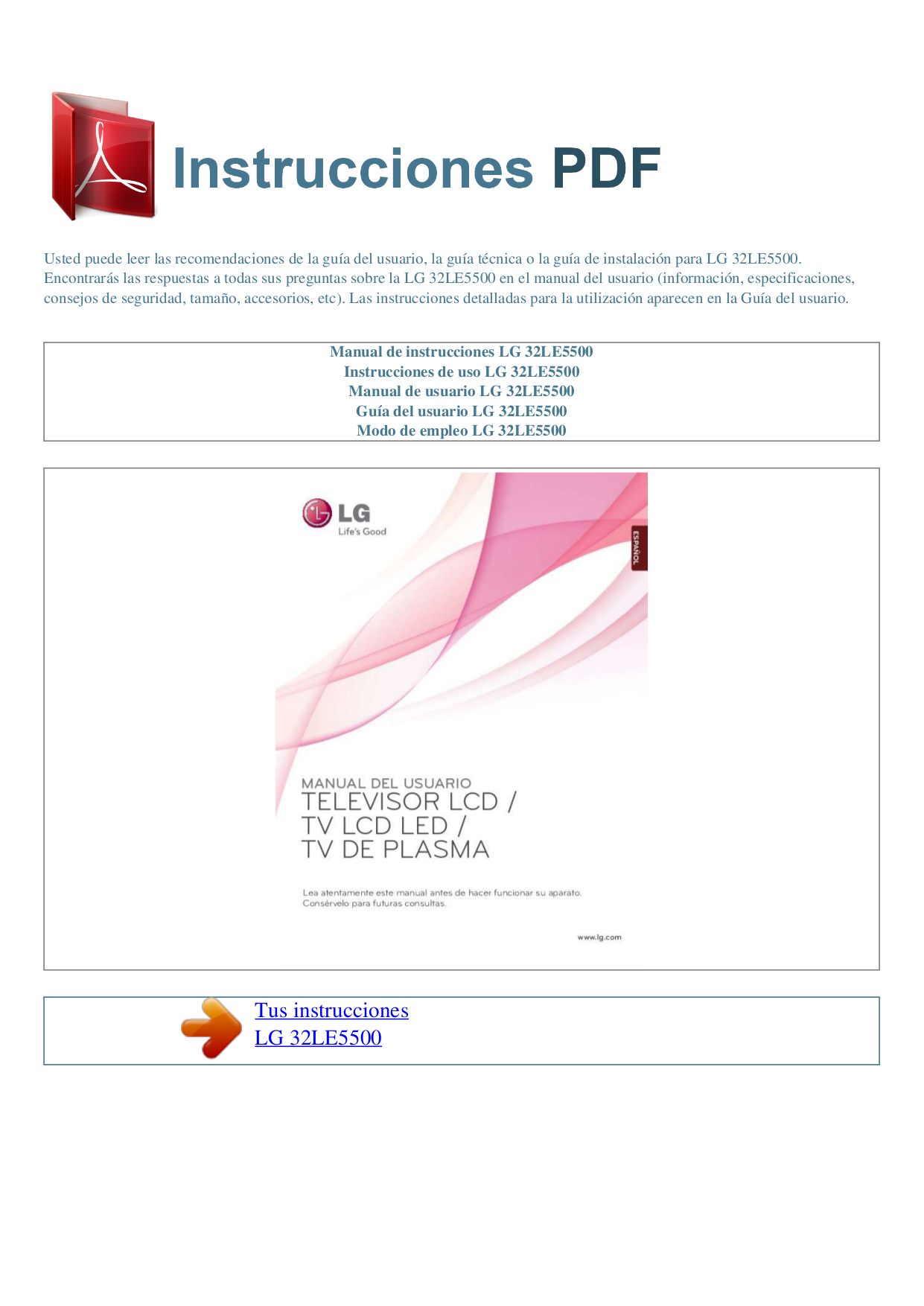 pdf for LG TV 32LE5500 manual