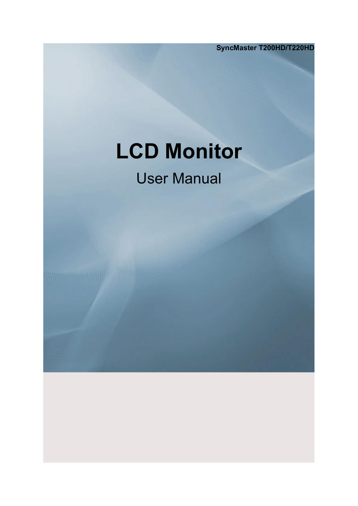 pdf for Samsung Monitor SyncMaster T220 manual
